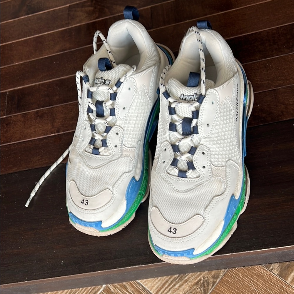 Balenciaga White and Blue Sneakers